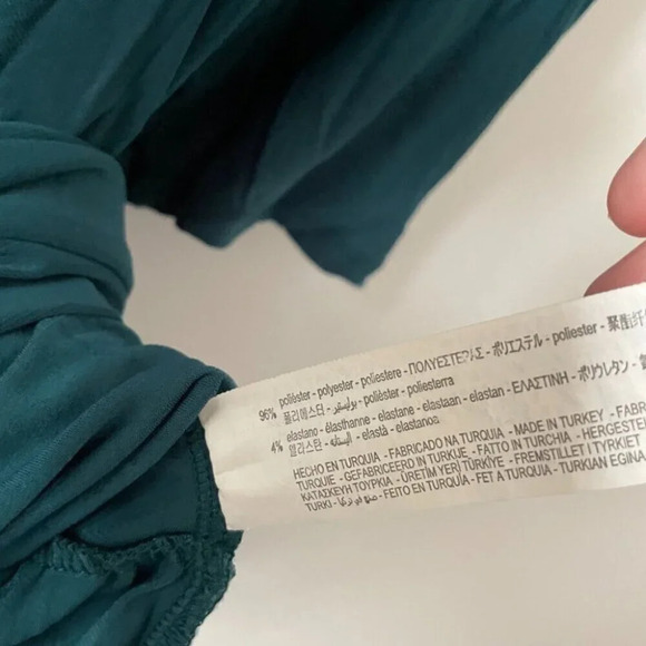 Zara Wrinkle Look Babydoll  Tiered Dress Teal Size Small - Picture 6 of 6